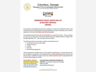 City Needs Contractors for Emergency Bulk Waste Pick Up and Delivery Services